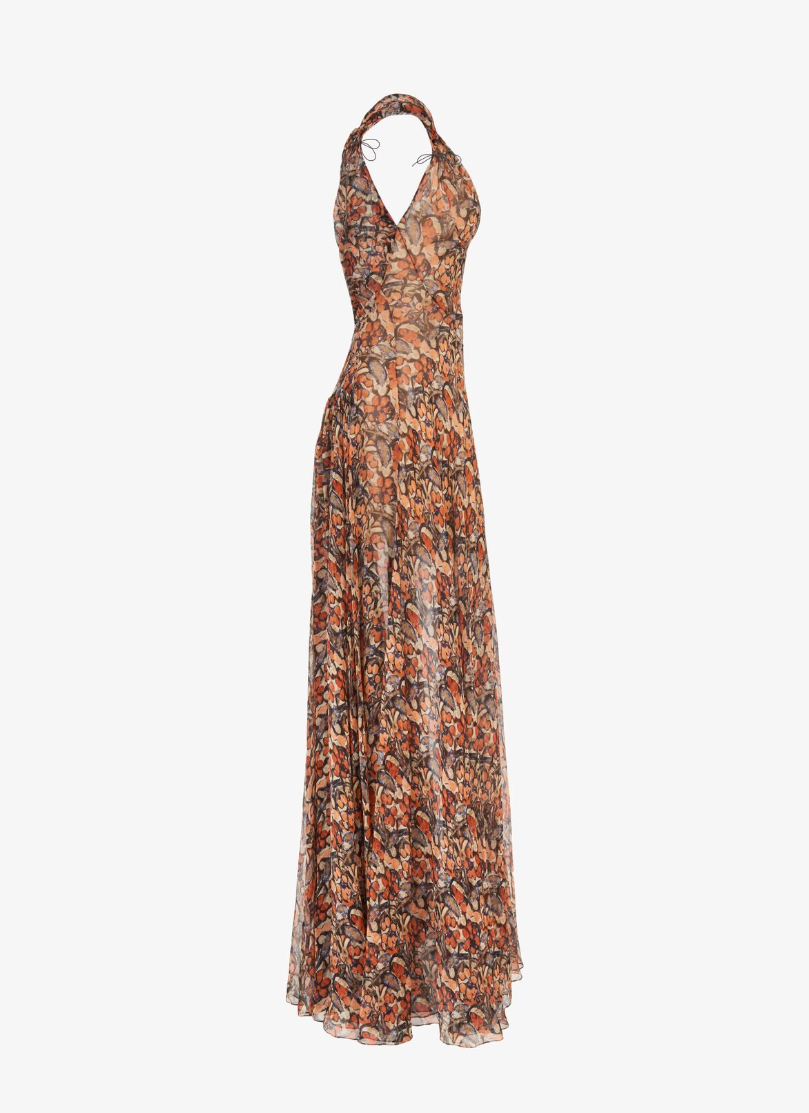 Flowing Silk Chiffon Dress  ALAÏA MULTICOLOR ORANGE FLOWING SILK CHIFFON DRESS